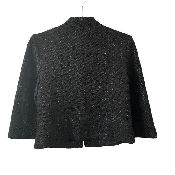 Victor Victor Alfaro Black Wool Blend Metallic Button Up Blazer Size 4 - Picture 4 of 10